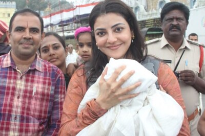 Actress Kajal Aggarwal Visits Tirupati Temple With Son Neil; Check Adorable Pics