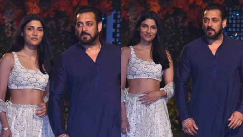 Salman Khan Looks Dashing In Blue, Poses With Niece Alizeh Agnihotri At Anant-Radhika Engagement