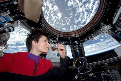 NASA astronauts sip espresso from zero-gravity space cups