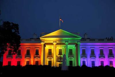 White House lit in rainbow colors after ruling legalising same-sex marriage.