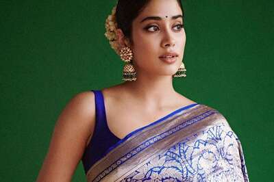 Take Cues From Janhvi Kapoor To Slay In A Kanjeevaram Silk And A Floral Prints Sari