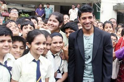 Snaphot: Farhan Akhtar takes 'Bhaag Milkha Bhaag' to his alma mater