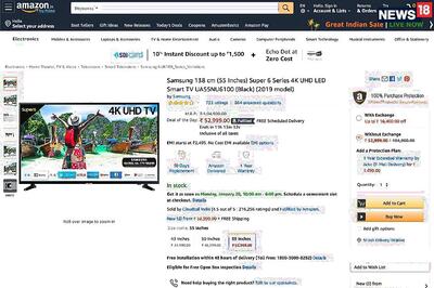 Amazon Great Indian Sale: Buy This Samsung 55-inch 4K TV For as Low As Rs 29500