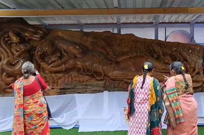 Carved on 1,500-year-old Tree, This 21-feet-Lord Sri Anantha Padmanabhaswamy Idol Is A Hit Among Tourists