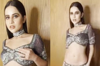 Uorfi Javed Leaves Netizens Impressed As She Dons Grey Embellished Lehenga, Fans Call Her 'Pretty'