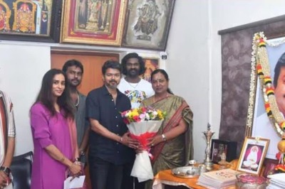 Thalapathy Vijay And GOAT Team Visit Late Actor-politician Vijayakanth's Home To Seek Blessings