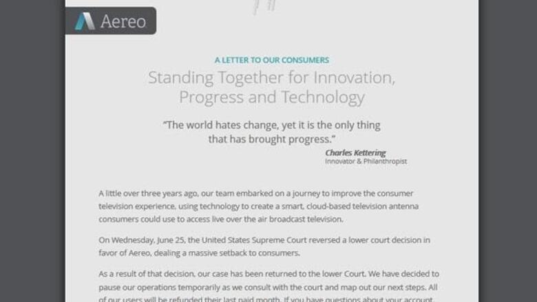 Internet TV startup Aereo suspends service