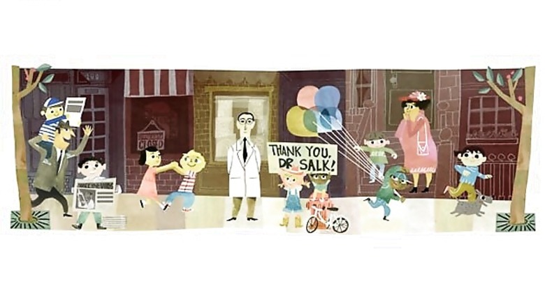 Google thanks Jonas Salk for the polio vaccine with a birth centenary doodle