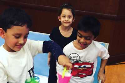 Snapshot: Kajol's Son Yug Plays With Sanjay Dutt's Twins Shahraan, Iqra