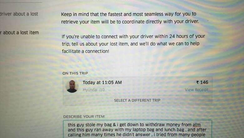 Man alleges that Uber taxi driver drove away with his laptop in Noida