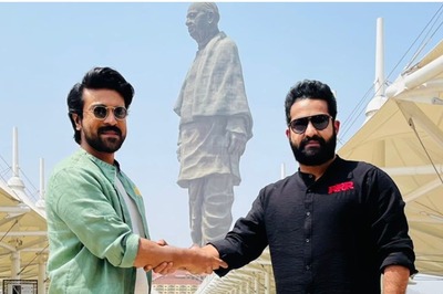 Ram Charan and Jr NTR Promote RRR at Statue of Unity with Their Signature Handshake Pose