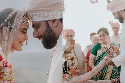 Karishma Tanna Goes Down on One Knee With Rose for Varun Bangera in Stunning Wedding Pics; See Here