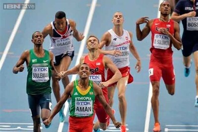 Mohammed Aman wins the men's 800 at worlds