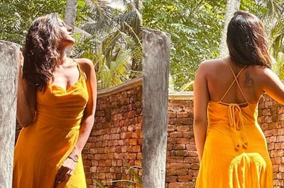Niharika Konidela Looks Stunning In Mustard Yellow Thigh High Slit Dress, Pics Viral