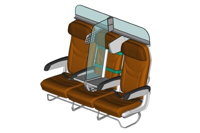 Protective Glass Shield Installed in Middle Seat Could be the Future of Air Travel Post Lockdown