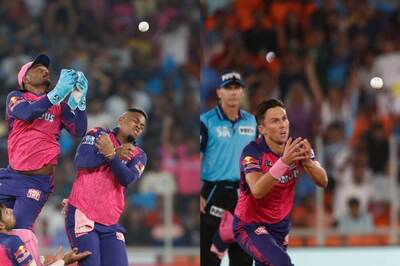WATCH: Bizarre Scene as Three RR Fielders Collide in Attempt to Take a Catch Before Boult Saves The Day