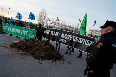 Green Activists Frustrated With Climate Talks Dump Horse Manure Outside Madrid Summit