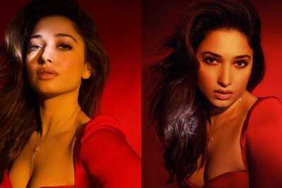 Sexy! Tamannaah Bhatia Is Hotness Overloaded In a Hot Red Outfit With a Plunging Neckline