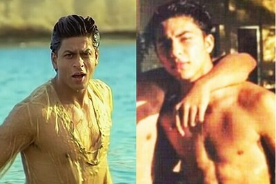 Aryan Khan is the spitting image of his father Shah Rukh as he poses shirtless by the poolside
