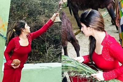 Sreeleela Treats Fans To Gorgeous Pics In Red Suit From SSMB 28 Sets