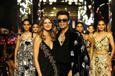 Karan Johar Walks The Ramp For Nandita Mahtani In Black Velvet Pants And Blazer