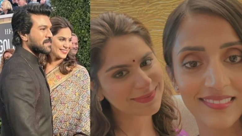 Mom-To-Be Upasana Konidela Cheers For Husband Ram Charan And Team RRR In Saree And Bindi At Golden Globes