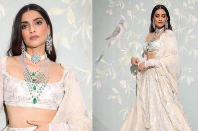Sonam Kapoor Stuns in White Anamika Khanna Ensemble at Anant Ambani-Radhika Merchant Pre-Wedding Bash