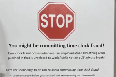 Company Says Using Restroom After Returning From Lunch Break Is 'Time Clock Fraud', Internet Reacts