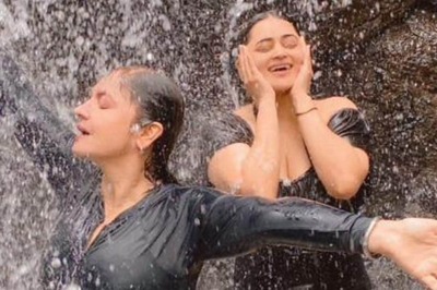Sexy! Pooja Bhatt and Bebika Dhurve Sizzle In Black Monokini As They Dance Under a Waterfall