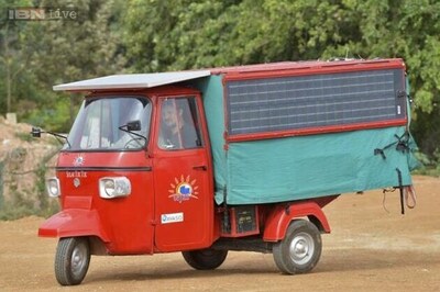 Indian engineer prepares a solar-electric autorickshaw; plans to drive it all the way to London