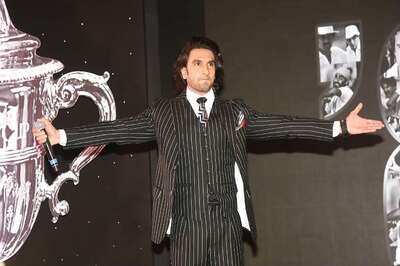 Ranveer Singh Looked Suave in a Monochrome Pinstripe Suit at a Recent Event
