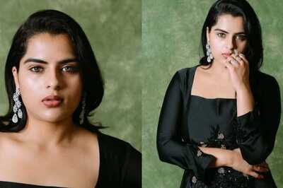 Actress Kavya Kalyanram Makes Heads Turn In A Black Slit Dress