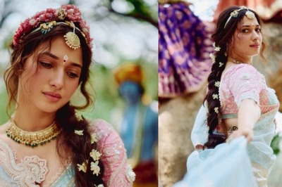 Tamannaah Bhatia Channels Her Inner Radha In Orange Organza Saree