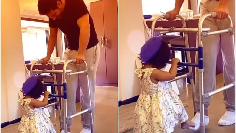 Mehr is Helping Dad Angad Bedi Walk After Knee Surgery, See Adorable Video