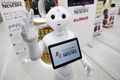 Robots sell Nestle's coffee machines in Japan