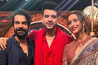 Karan Kundrra Poses With Vicky Vidya Ka Woh Wala Video Stars Rajkummar Rao, Triptii Dimri