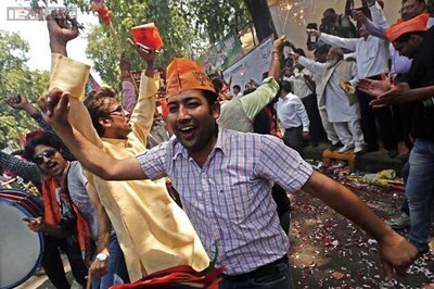 ABVP celebrates BJP's victory in DU, JNU