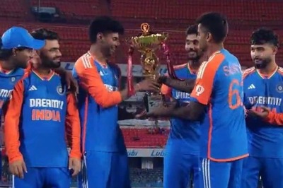 Gautam Gambhir's Priceless Reaction as Suryakumar Hands Trophy to Mayank Yadav, Nitish Reddy: WATCH