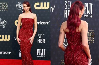 Critics Choice Awards 2024: Dua Lipa Matches Her Red Hair With A Ravishing Red Strapless Textured Gown